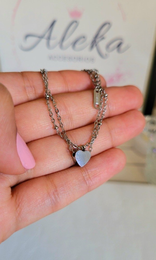Producto - Pulsera doble con corazón de acero quirúrgico - 1
