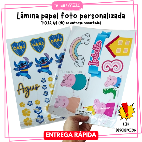 Producto - Lámina Papel foto Personalizada Tiempo de entrega RÁPIDA