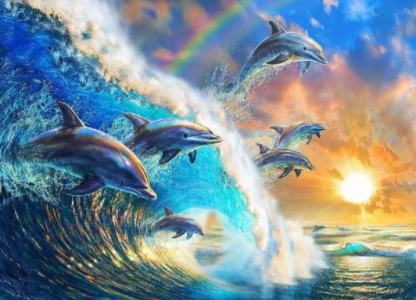 Producto - DIAMOND PAINTING 30X30 HI STONE MAR DE DELFINES
