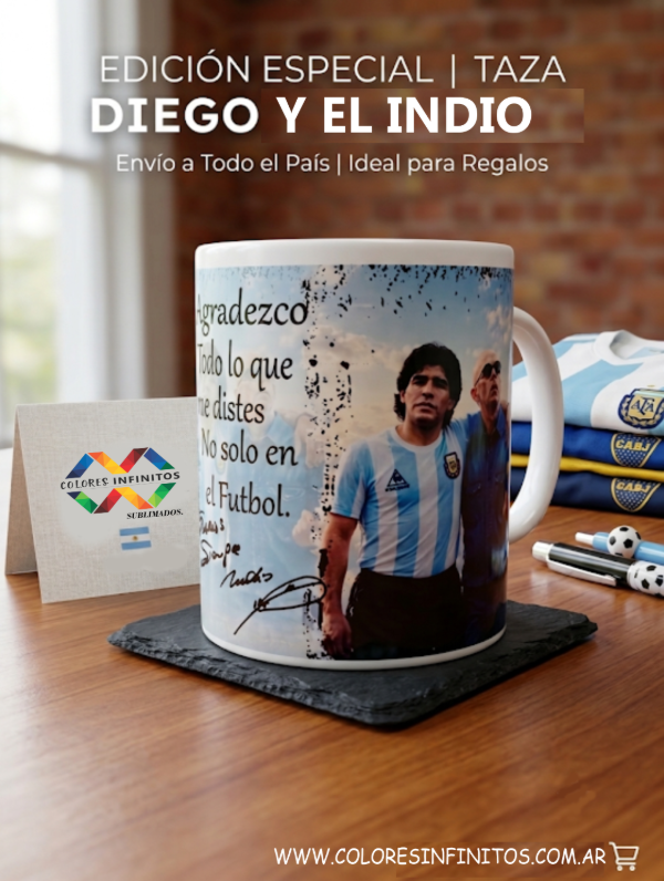 Producto - TAZA CERAMICA-DIEGO Y EL INDIO- DISEÑO SUBLIMADO