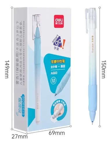 Producto - Lapicera Roller Borrable Deli punta fina tinta azul - 3