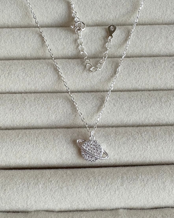Producto - Cadena dije saturno con cubic de plata 925 40-45cm
