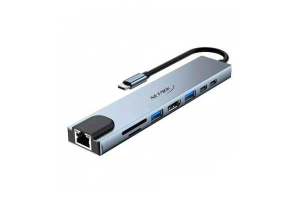 Producto - Hub type C -2 ports usb 3.0 + 1 port type-C (carga rapida) + 1x hdmi + 1x rj45 +