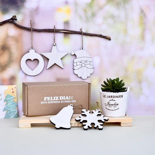 Producto - Box Especial Adornos De Madera X5 Navidad
