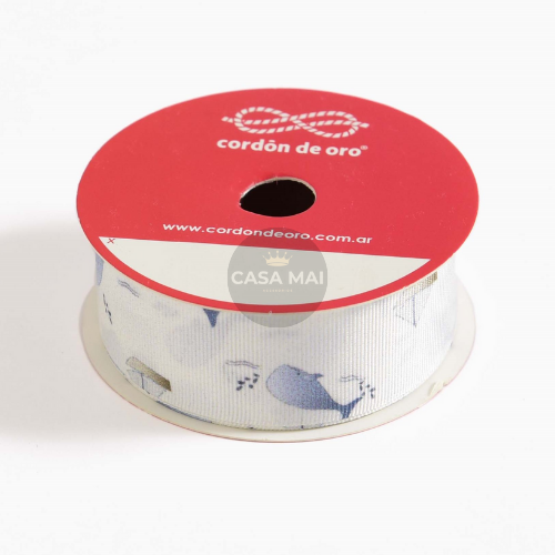 Producto - Cinta Decorativa Ballena Azul 23mm x 10m Marca Cordón de Oro Original