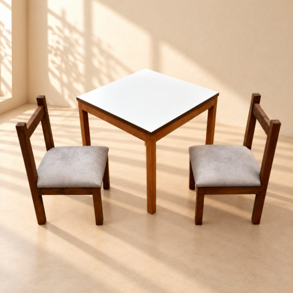 Producto - Mesa Madera con 2 Sillas Tapizadas CALIDAD PREMIUM - 0