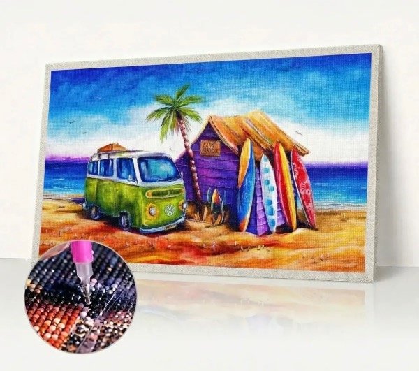 Producto - PINTURA POR DIAMANTE 30x40 playa y surf