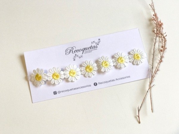 Producto - Vincha elástica corona de flores Margaritas