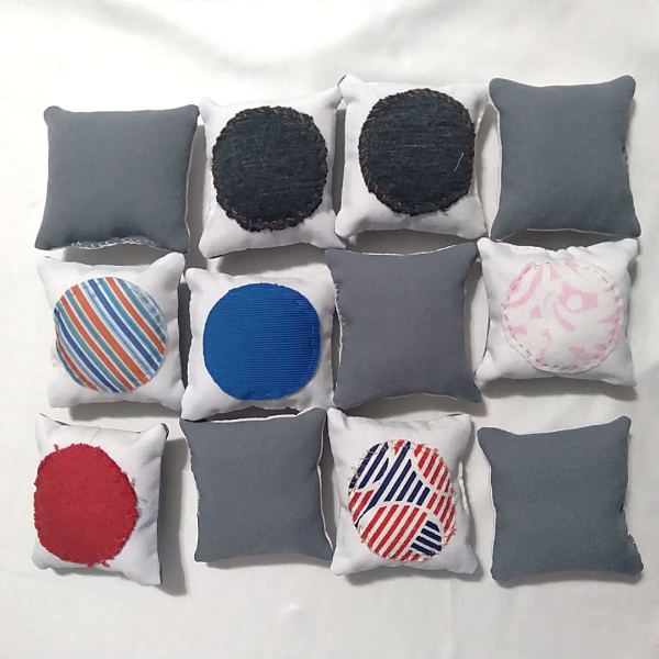 Producto - memotest de tela azul gris