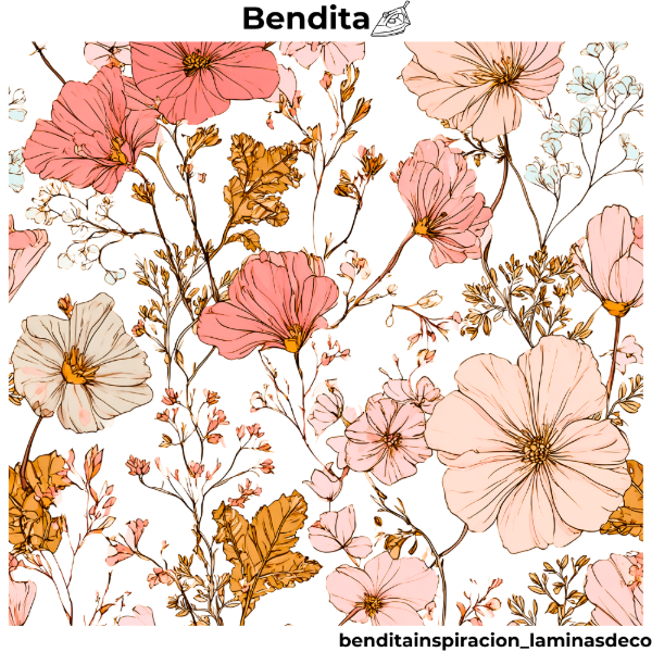 Producto - Bendita Plancha 391 Fondo flores naranja