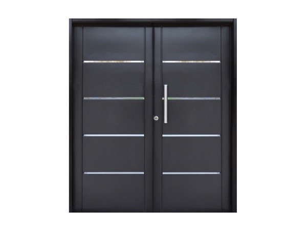 Producto - Puerta doble chapa inyectada doble hoja con barral negra