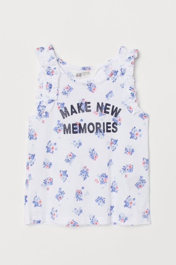 Producto - Musculosa Nena Blanca Flores Azules