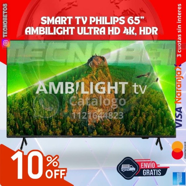 Producto - SMART TV PHILIPS 65" AMBILIGHT ULTRA HD 4K, HDR