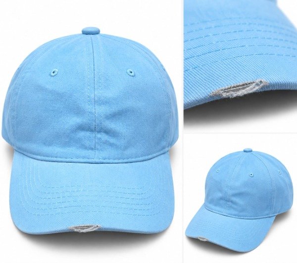 Producto - Gorra lisa vintage nueva con detalle en la visera (rotura)