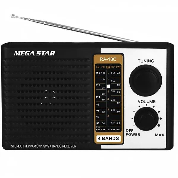 Producto - MegaStar Radio Portatil Ra18c 300 Watts Pmpo Bivolt Negro Plata