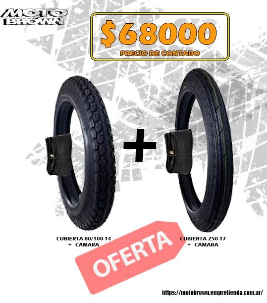 Producto - Cubierta y Camara, delantera y trasera para moto 110cc