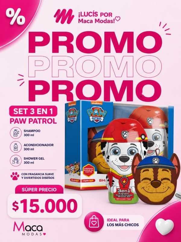 Producto - Set 3 en 1 paw patrol