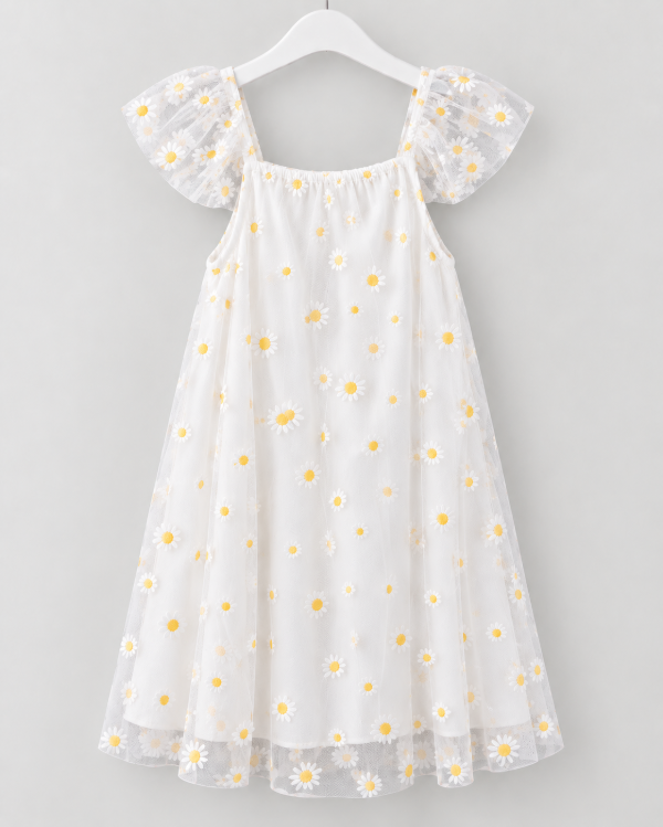 Producto - Vestido Isa Tul con margaritas blanco - 0