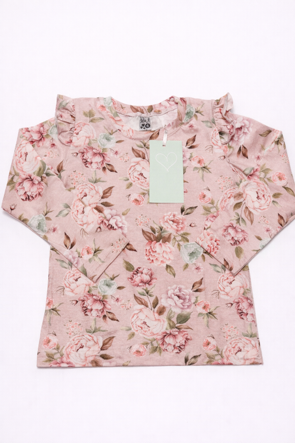 Producto - Remera volado rosa flores