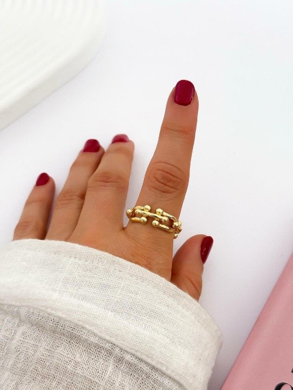 Producto - Anillo Cadena Acero Dorado