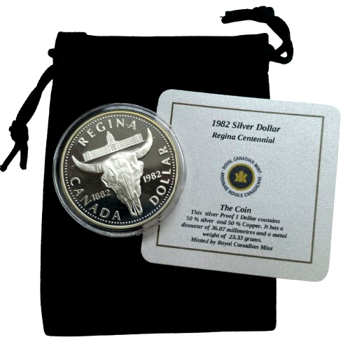 Producto - Canada 1 Dolar 1982 Ciudad de Regina (577.959) PROOF Km#133 Bolsa y certificado