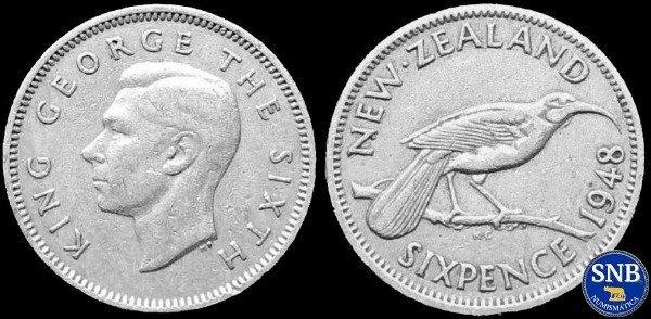 Producto - Nueva Zelanda - 6 Peniques (1948) KM #20 - Commonwealth