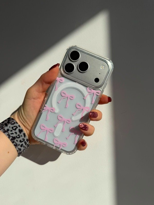 Producto - Case tpu magsafe diseño moños rosados
