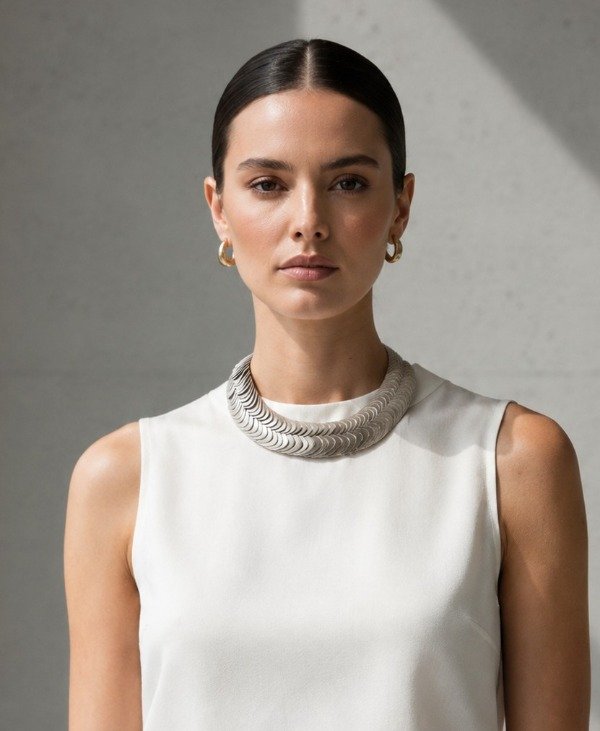 Producto - Collar Escamas Doble Platino - 1