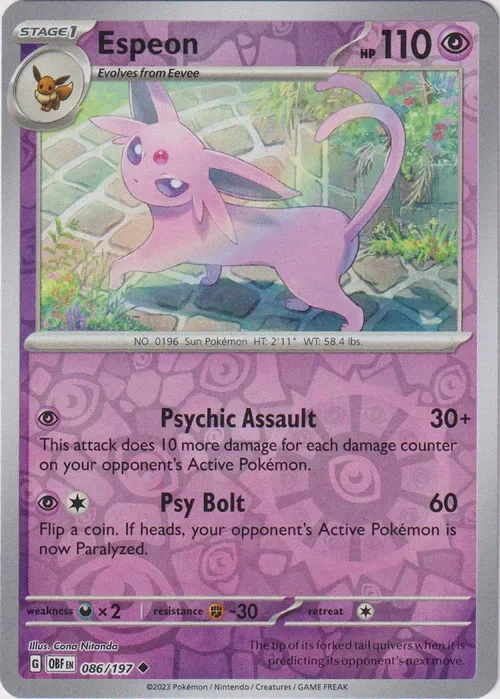Producto - Espeon - 086/197 - Obsidian Flames - Reverse Holo
