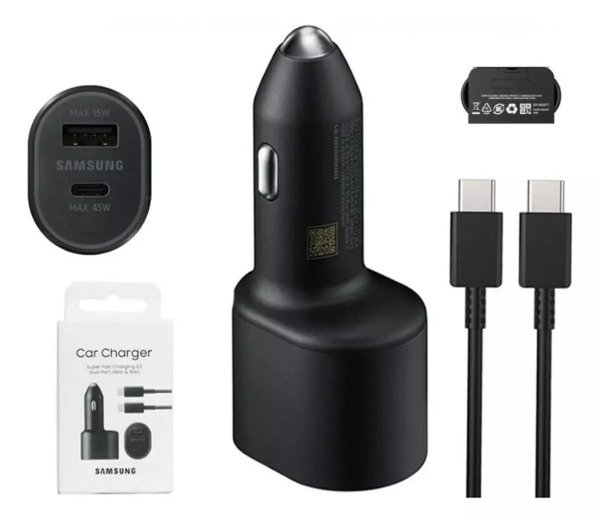 Producto - CARGADOR DE AUTO SÚPER CARGA RÁPIDA SAMSUNG 45W CON CABLE TIPO C A TIPO C