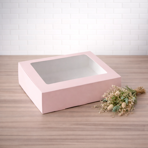 Producto - Box multiuso rosa con visor 20x30x6 - ideal para petit fours - 0