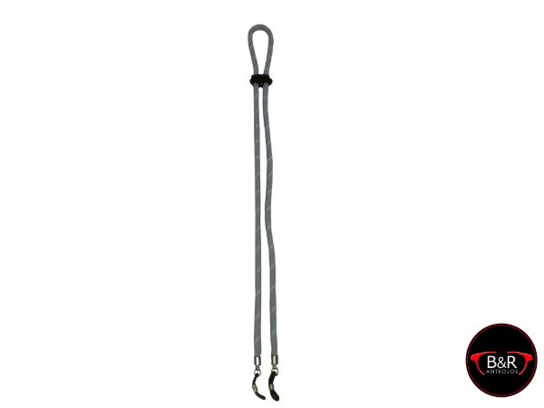 Producto - Cordón elástico gris con blanco