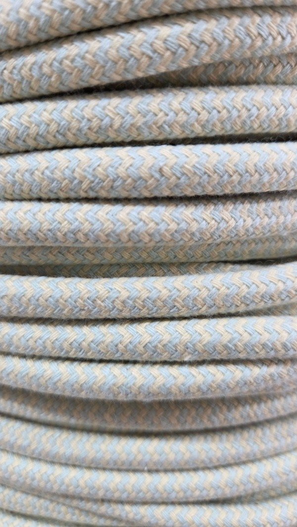 Producto - Cordon de algodón trenzado 6mm zigzag AMARILLO PASTEL Y VERDE AQUA PASTEL - 1