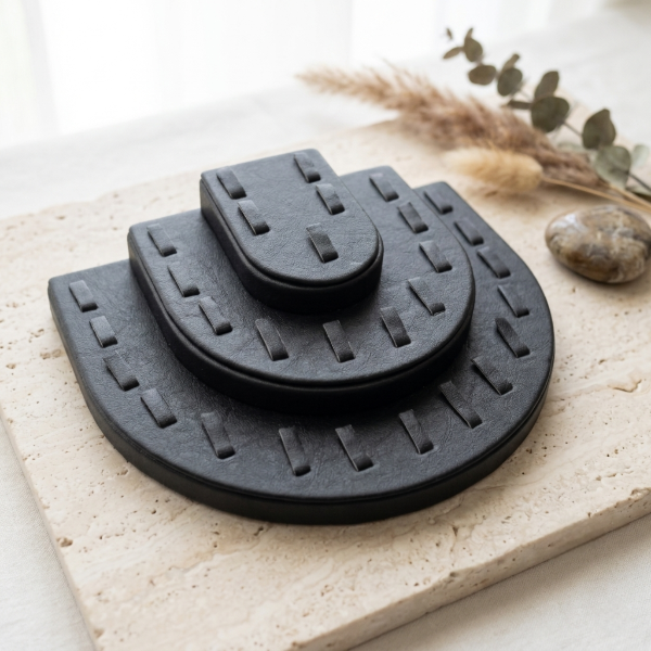 Producto - Anillero 3 pisos-Madera y Ecocuero