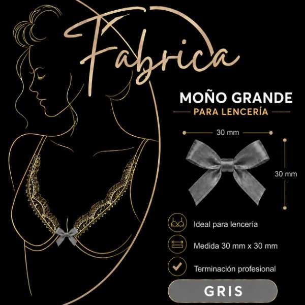 Producto - Moño Grande gris (1 unidad)