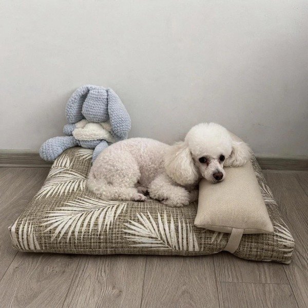 Producto - Colchonetas Rectangular con Almohadon Hojas Beige - 0