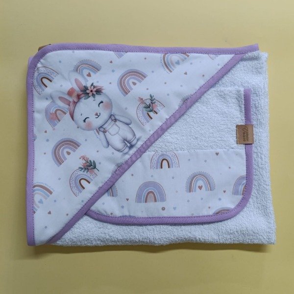 Producto - Toalla coneja lila con babita