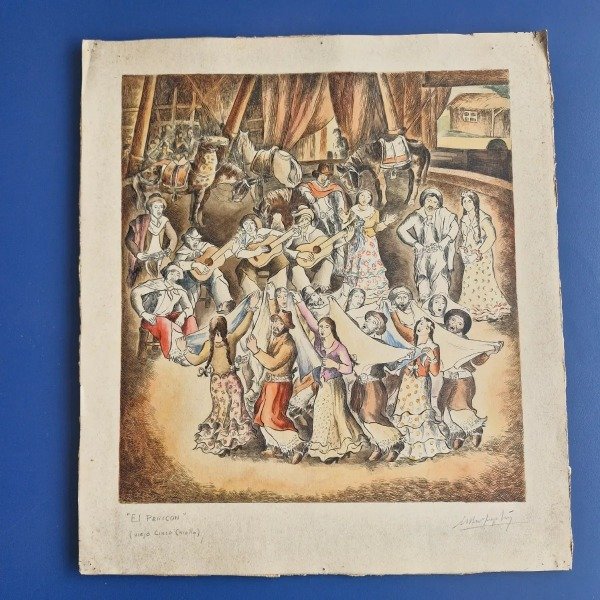 Producto - Melgarejo Muñoz, Wladimiro - El pericón (viejo circo criollo), tinta y acuarela - 1