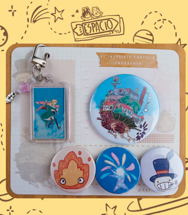 Producto - Llavero + Pines El Increíble Castillo Vagabundo // Studio Ghibli