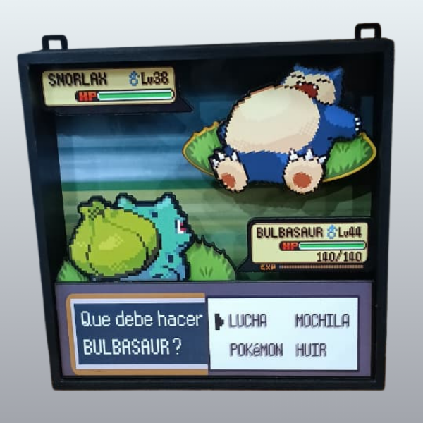 Producto - Cuadro 3D Bulbasour vs Snorlax - Pokemon