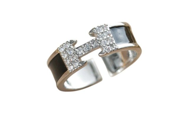 Producto - Anillo ACHE plateado/negro/zirc