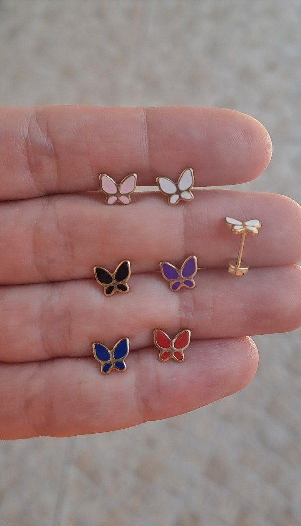 Producto - Abridores de Acero Dorado Mariposas Esmaltadas (par en cajita)