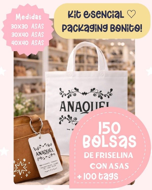 Producto - Kit Esencial - Bolsas de Friselina con Asas y tags - 0