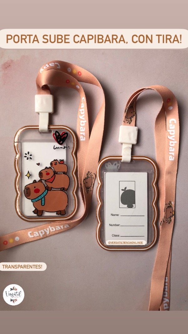 Producto - Porta sube capibara, con tira! transparente.