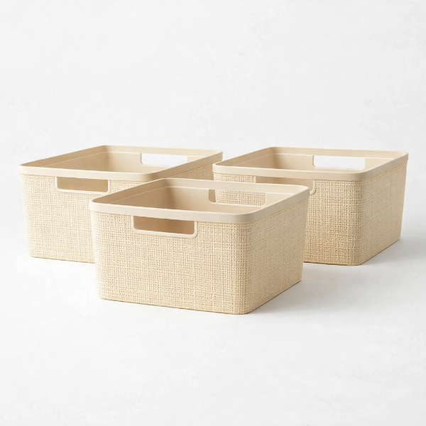 Producto - Pack x3 Canastos Organizadores Textura Rattan 25x30x15 cm