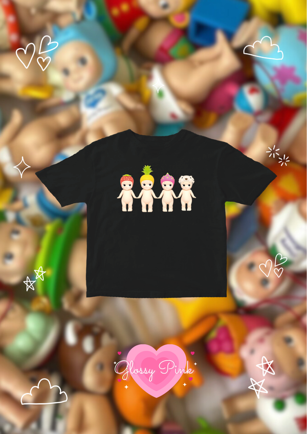 Baby Tee negra Sunny Angel - DTF