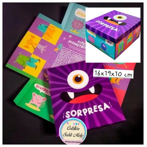 Producto - CAJA SORPRESA CON JUEGOS Y DIBUJOS 16X19X10 CM