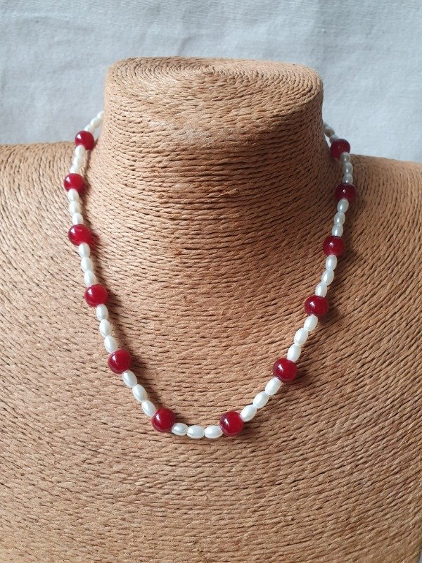 Producto - LUCERO Collar Perlas Granate y Arrocitos