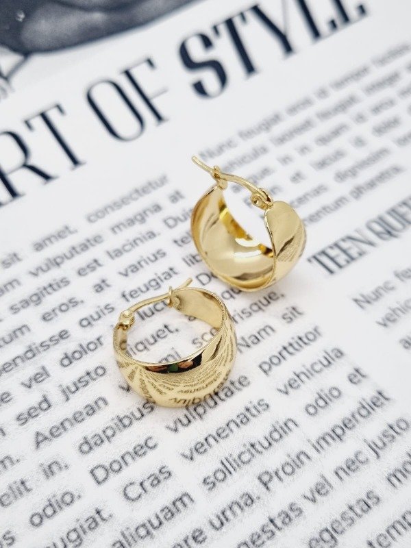 Producto - Aros acero dorado argollita liv ancha lisa