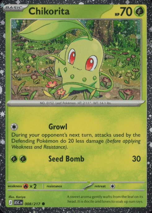 Producto - Chikorita (008/217) Ascended Heroes - Pixel Cosmos Holo Deluxe Pin Collection